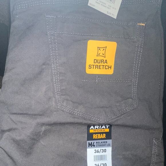 Ariat Rebar M4 Slim Fit Straight Leg Work Jeans 36/30 | DuraStretch Gray | NWT - Picture 3 of 12